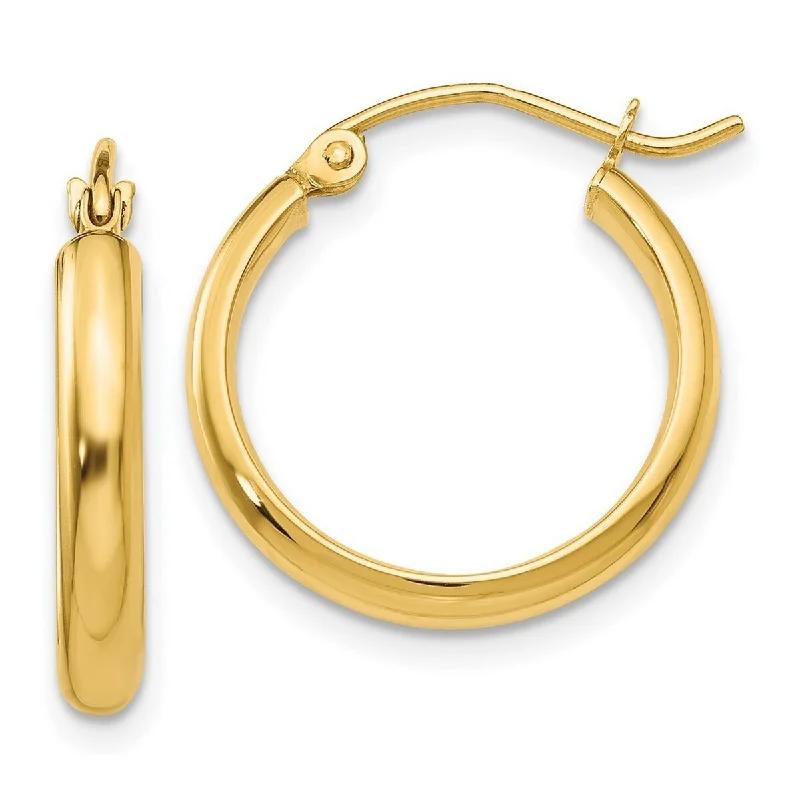 bold crystal hoop earrings for a bold finish -Curata 14k Yellow Gold Polished Round Tube Hoop Earrings - 19x19mm