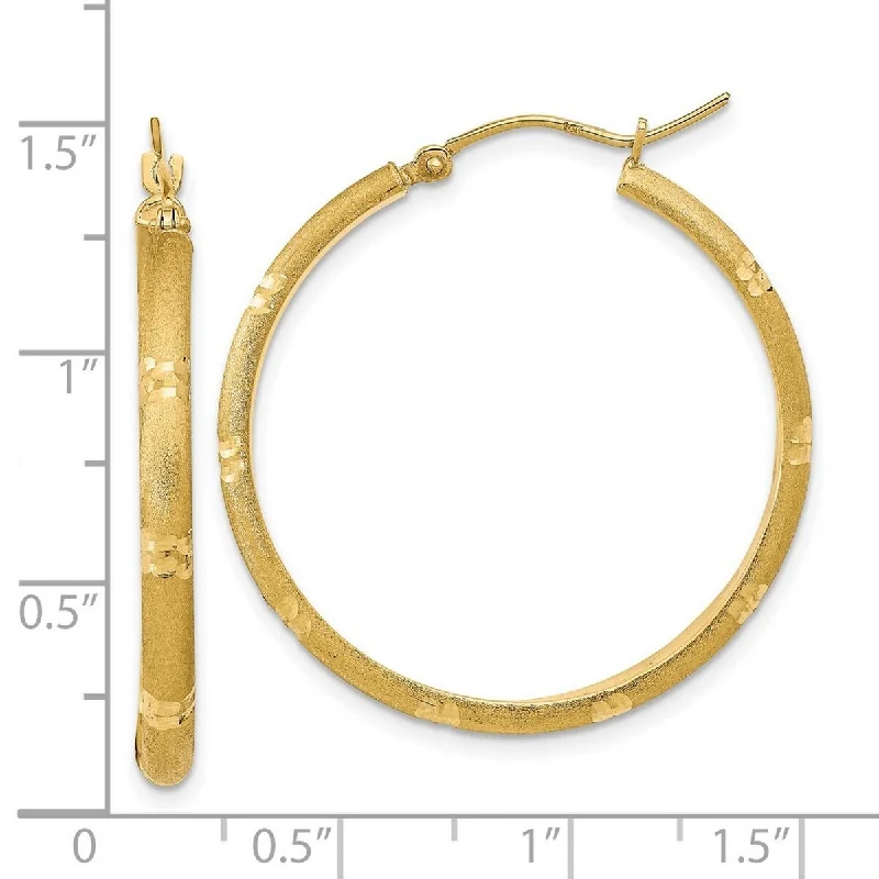 luxurious crystal earrings for a luxe look -Curata 14k Yellow Gold Satin Hoop Earrings 35.56x2.75mm