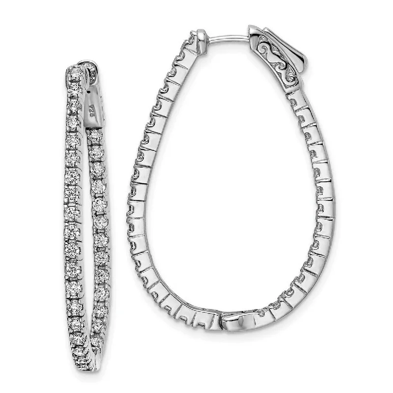 large hoop earrings for a bold statement -Curata 925 Sterling Silver CZ Cubic Zirconia Simulated Diamond In and Out Hoop Earrings Measures 38x26.8mm Wide 2.35mm Thick