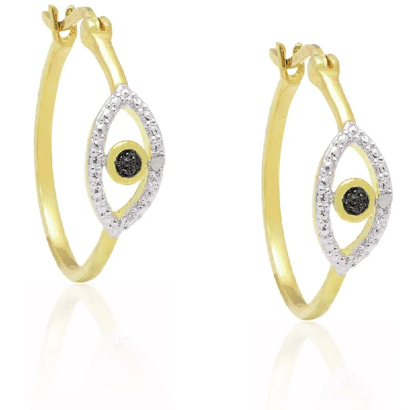 delicate gemstone drop earrings for elegance -Finesque 14k Gold Overlay Diamond Accent Evil Eye Hoop Earrings