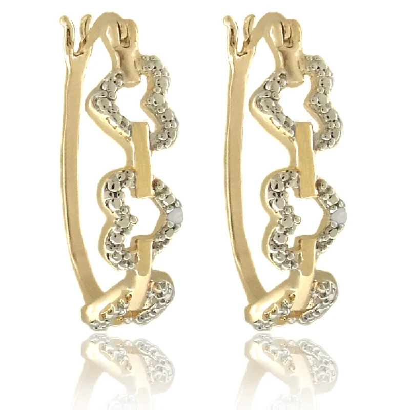 elegant resin earrings for everyday chic -Finesque 18k Gold Overlay Diamond Accent Linked Heart Hoop Earrings