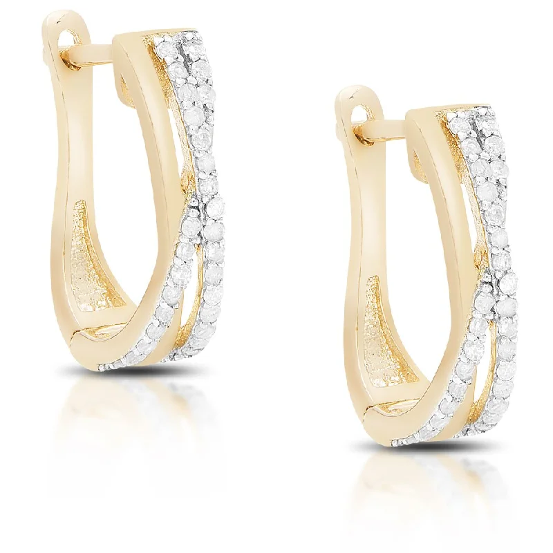 glamorous opal earrings for a chic shine -Finesque Gold Over Silver or Sterling Silver 1/3 Ct TDW Infinity Design Diamond Hoop Earrings