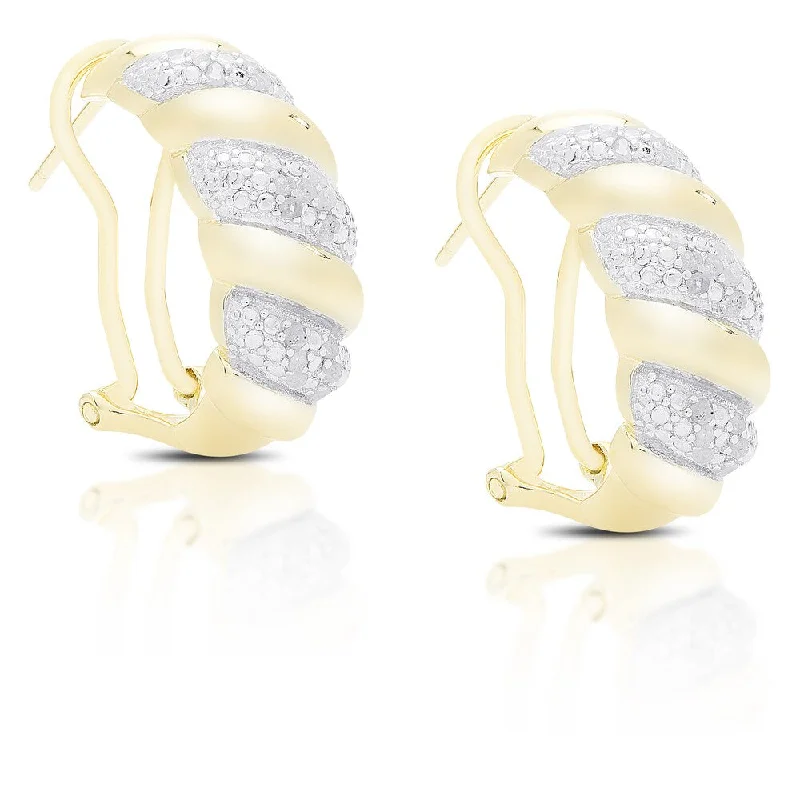 bold chain earrings for a modern touch -Finesque Gold Over Sterling Silver 1/4 Ct TDW Diamond Hoop Earrings