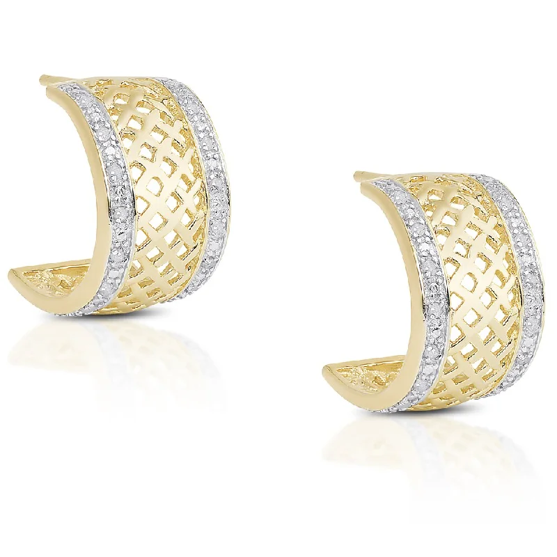 trendy resin earrings for a modern look -Finesque Gold Over Sterling Silver 1/5ct TDW Diamond Half-Hoop Earrings