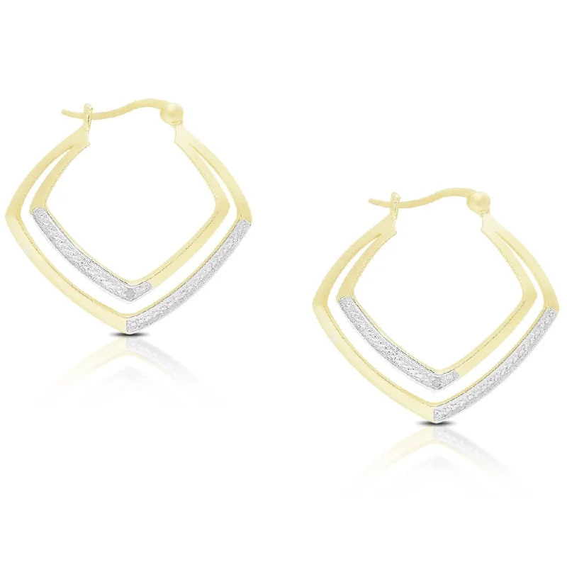 fun star earrings for quirky style -Finesque Gold Over Sterling Silver Diamond Accent Double Hoop Earrings