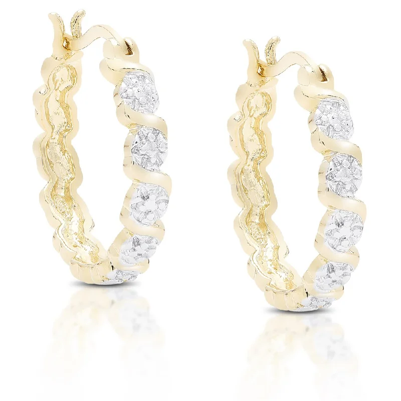 bold silver hoop earrings for edgy fashion -Finesque Gold Over Sterling Silver Diamond Accent Hoop Earrings