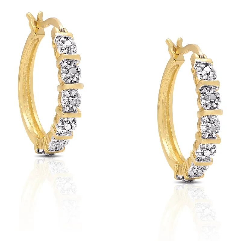 luxurious pearl earrings for bridal charm -Finesque Gold Over Sterling Silver Diamond Accent Hoop Earrings