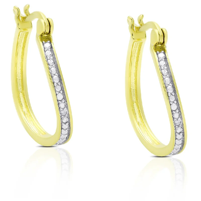 boho-style feather earrings for laid-back vibes -Finesque Gold Over Sterling Silver Diamond Accent Twisted Hoop Earrings