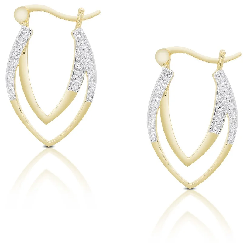 playful star earrings for a whimsical look -Finesque Gold Over Sterling Silver Diamond Accent Two Tier Hoop Earrings