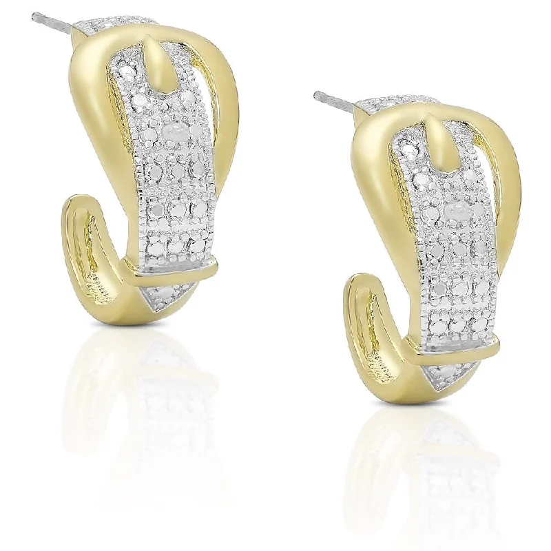 glamorous rhinestone earrings for special events -Finesque Gold Overlay Diamond Accent Buckle Half Hoop Earrings