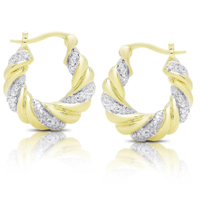 fun star earrings for quirky style -Finesque Gold Overlay Diamond Accent Hoop Earrings