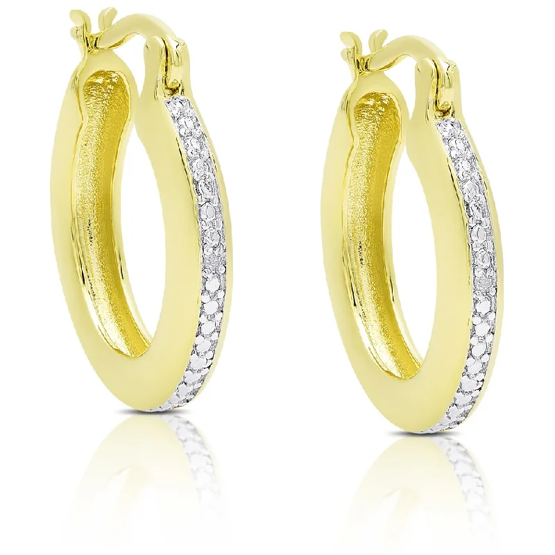 playful animal earrings for quirky personality -Finesque Gold Overlay Diamond Accent Hoop Earrings