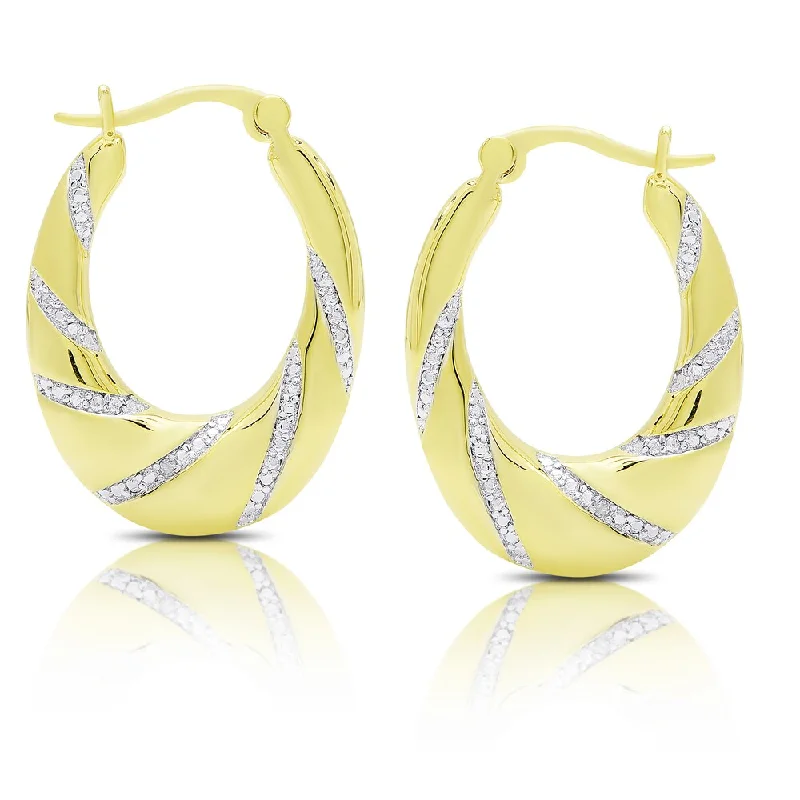 minimalist silver earrings for simple elegance -Finesque Gold Overlay Diamond Accent Hoop Earrings