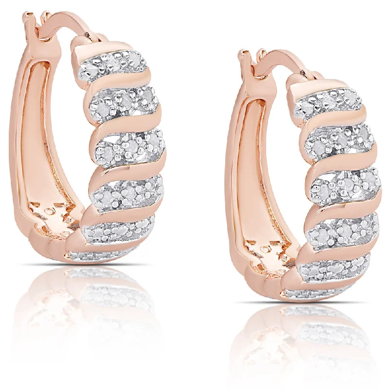 chic gold drop earrings for a sophisticated touch -Finesque Rose Gold Overlay 1/4ct TW Diamond 'S' Design Hoop Earrings (I-J, I2-I3)