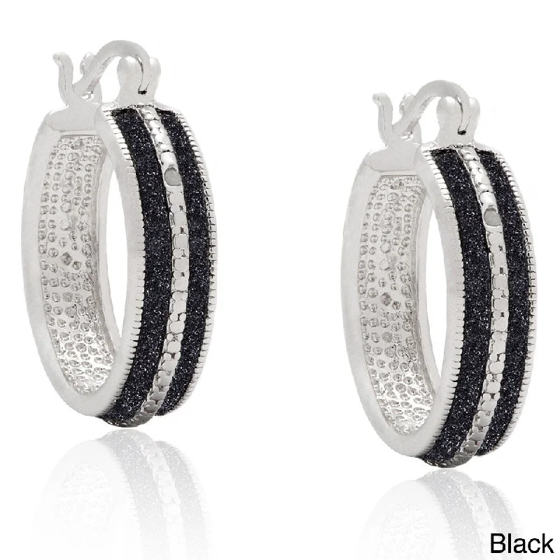 elegant crystal stud earrings for formal occasions -Finesque Silverplated Diamond Accent Hoop Earrings