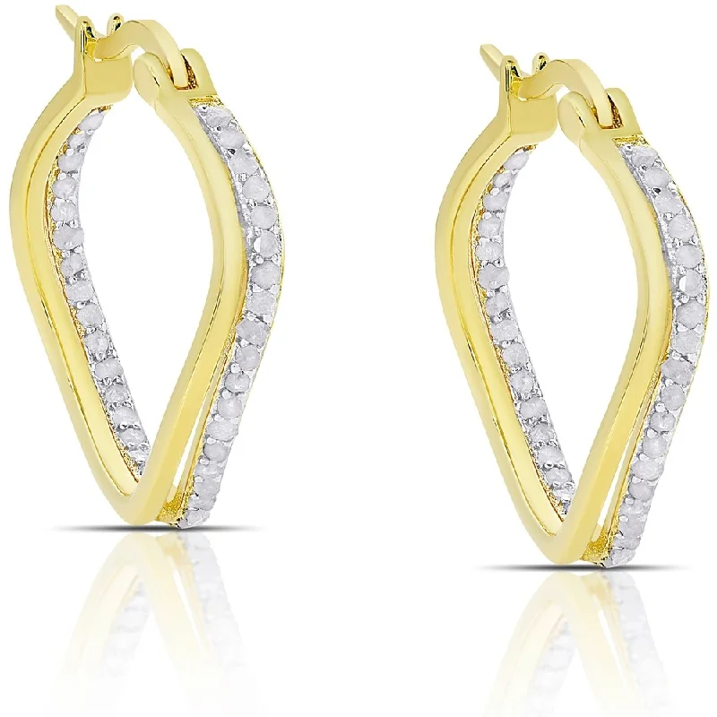 elegant gold thread earrings for a delicate finish -Finesque Sterling Silver 1/2ct Tw Diamond Hoop Earrings