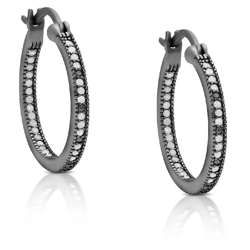 elegant opal earrings for a mystical glow -Finesque Sterling Silver 1/3 ct TDW Diamond Hoop Earrings