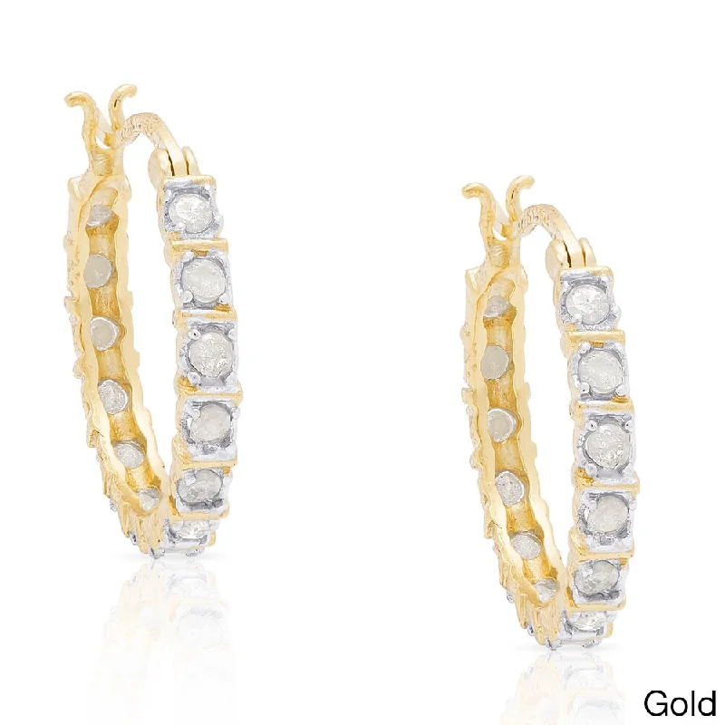 chic hoop earrings for elegant style -Finesque Sterling Silver 1/3ct TDW Diamond Hoop Earrings