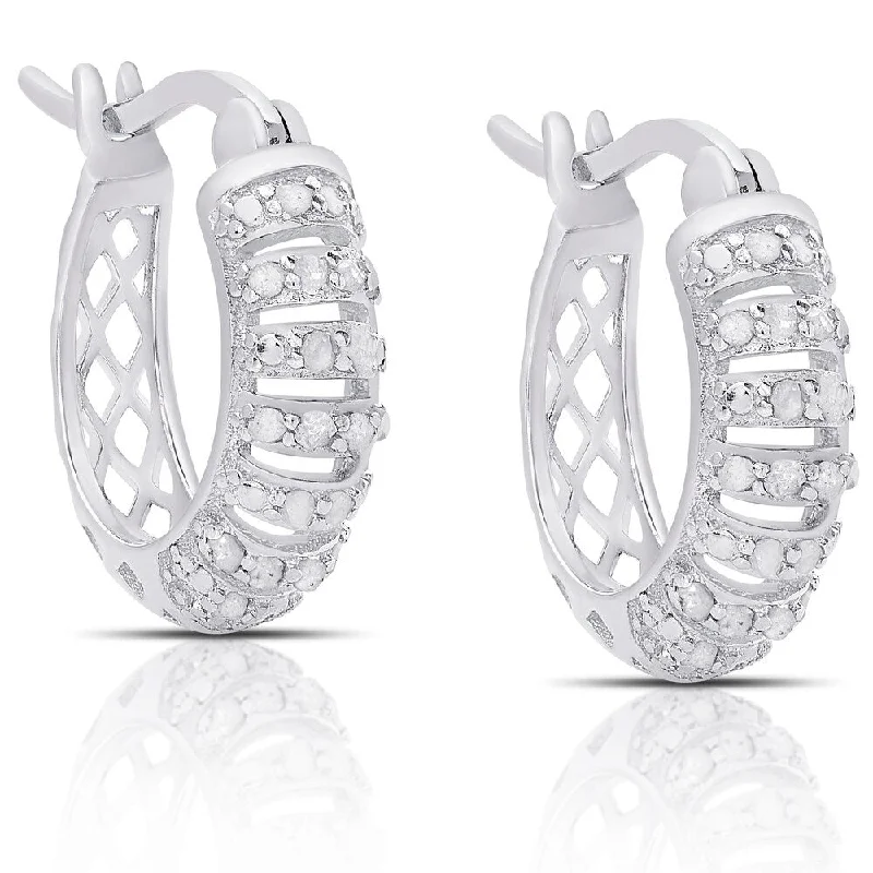 chic diamond earrings for everyday luxury -Finesque Sterling Silver 1/4ct Tw Diamond Hoop Earrings