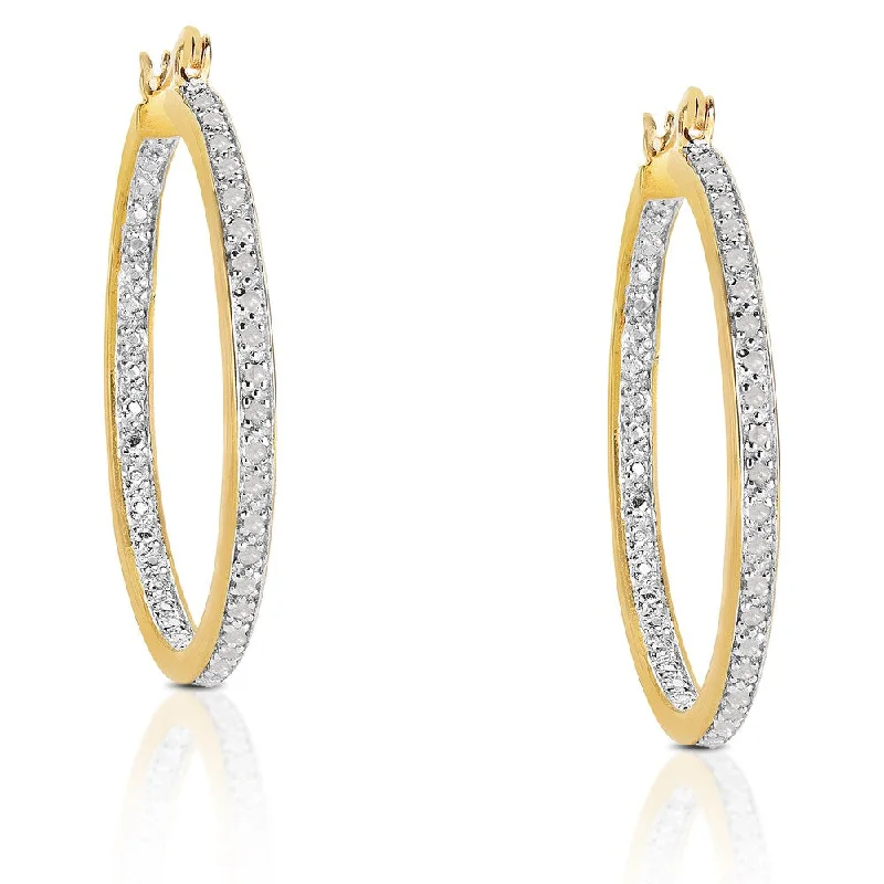 oversized resin hoop earrings for bold impact -Finesque Sterling Silver 1/5ct TDW Diamond Hoop Earrings