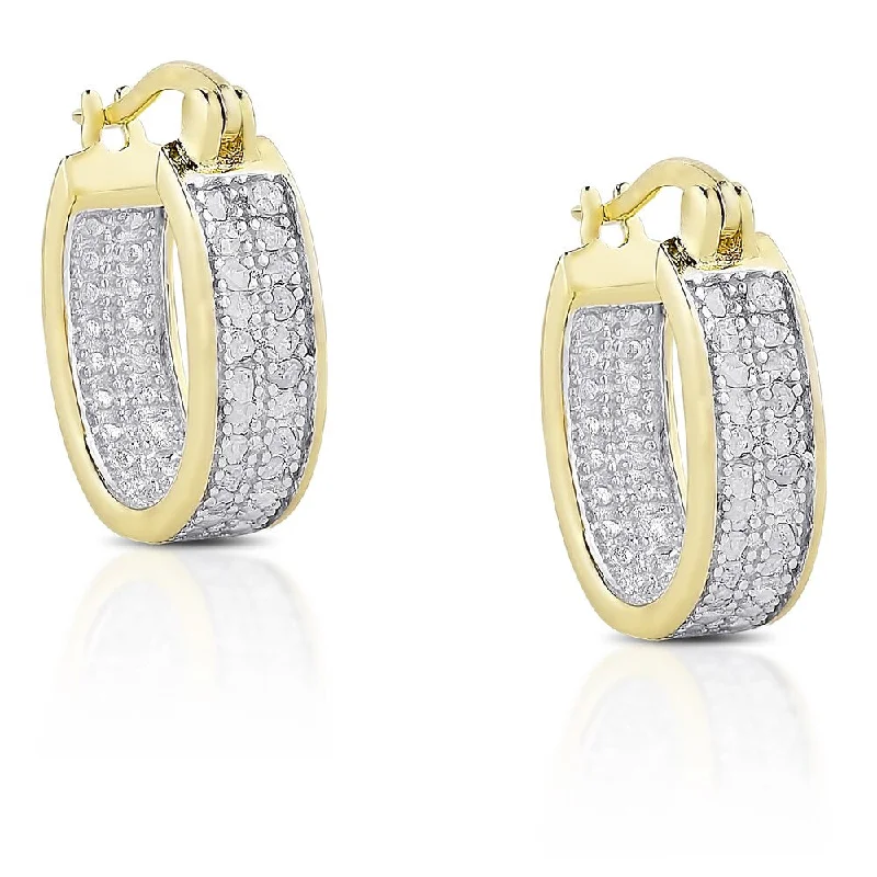 delicate silver earrings for elegant charm -Finesque Sterling Silver Diamond Accent Hoop Earrings