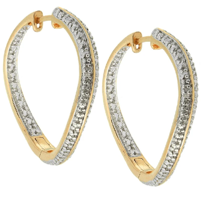 elegant hoop earrings for polished looks -Finesque Sterling Silver Diamond Accent Hoop Earrings