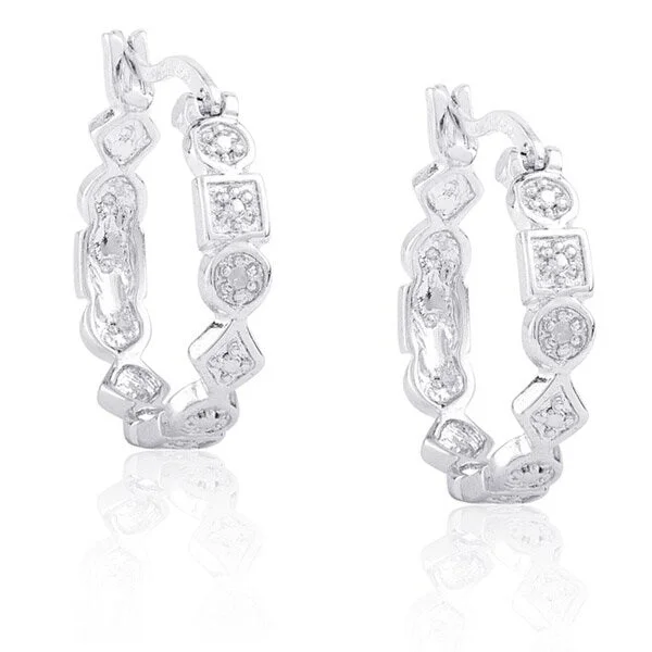 glamorous rhinestone earrings for extra sparkle -Finesque Sterling Silver Diamond Accent Hoop Earrings