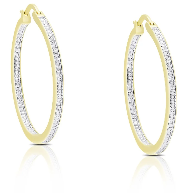 unique gold drop earrings for luxurious fashion -Finesque Sterling Silver or Gold Over Silver Diamond Accent Hoop Earrings