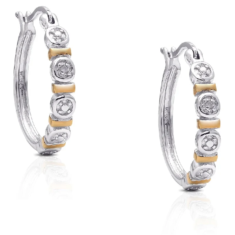 sparkling diamond earrings for a luxurious finish -Finesque Two-tone Gold Over Sterling Silver Diamond Accent Hoop Earrings