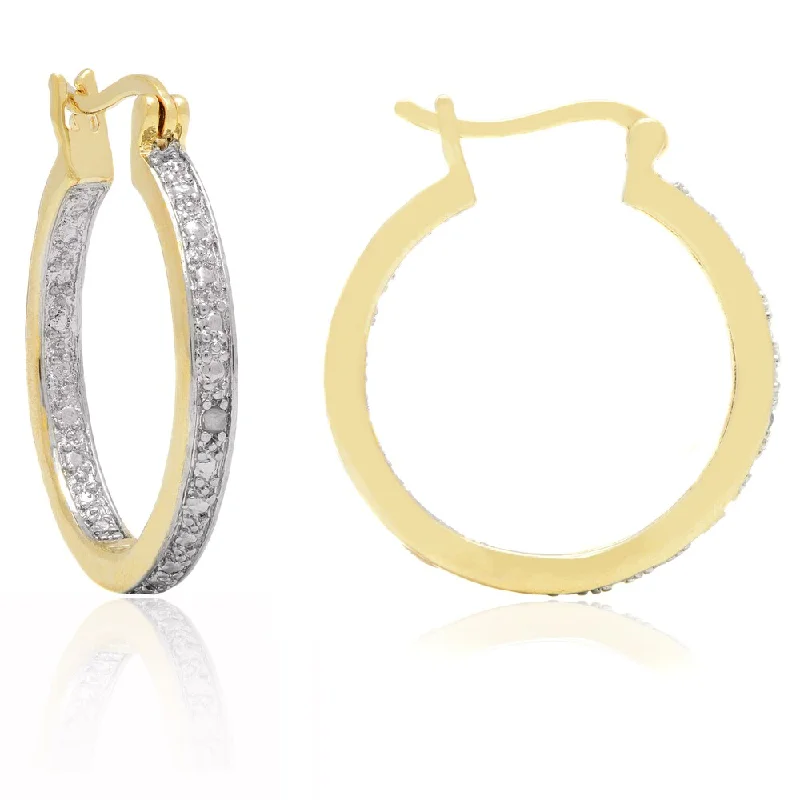 sparkling silver hoop earrings for a chic look -Finesque Yellow 14k Gold Overlay Diamond Accent Hoop Earrings