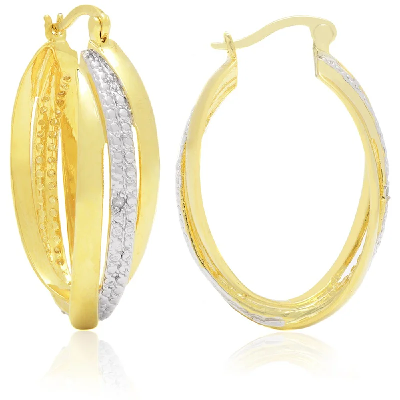 elegant sapphire drop earrings for a classic touch -Finesque Yellow 14k Gold Overlay Prong-set Diamond Accent Hoop Earrings