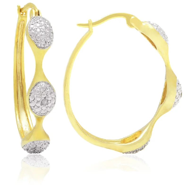 delicate silver hoop earrings for a minimalist look -Finesque Yellow 14k Gold Overlay Round Diamond Accent Hoop Earrings