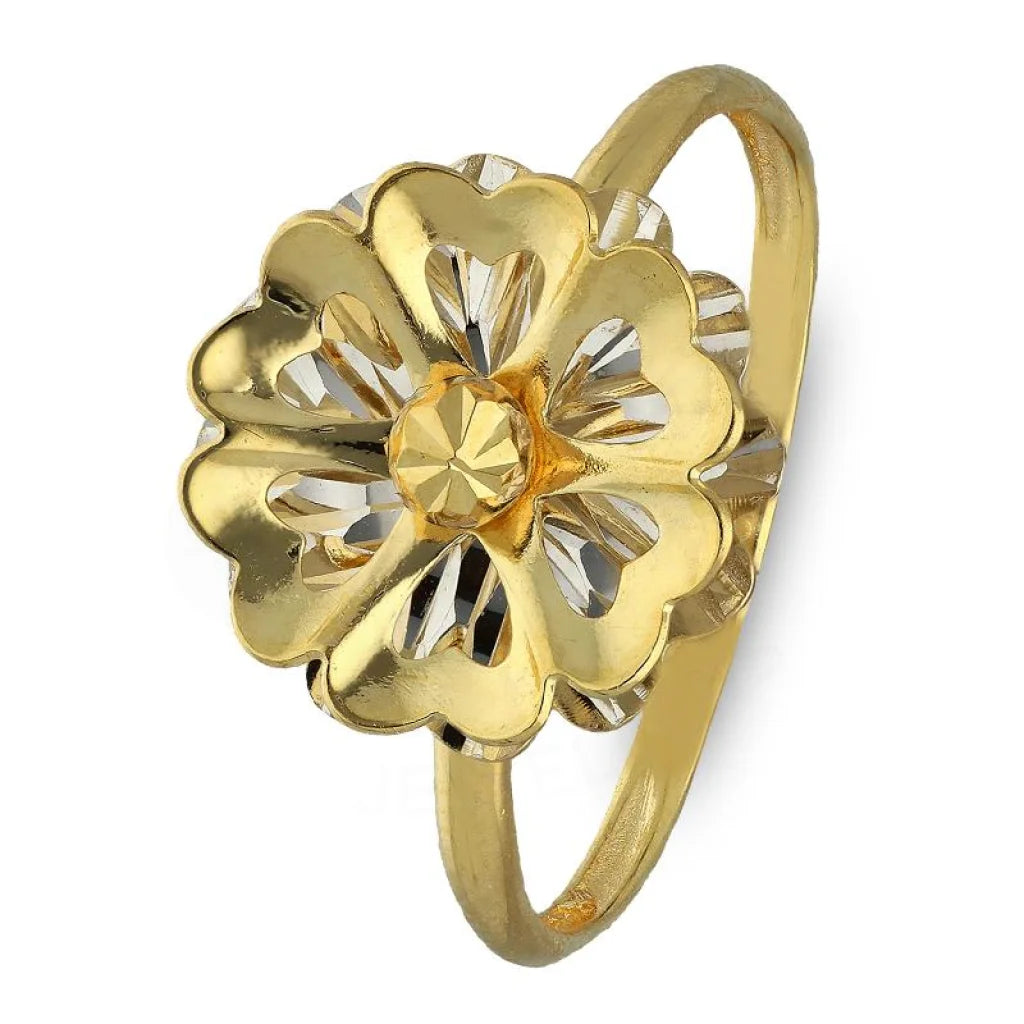 silver engagement rings with birthstones-Gold Flower Shaped Ring 18KT - FKJRN18K3374