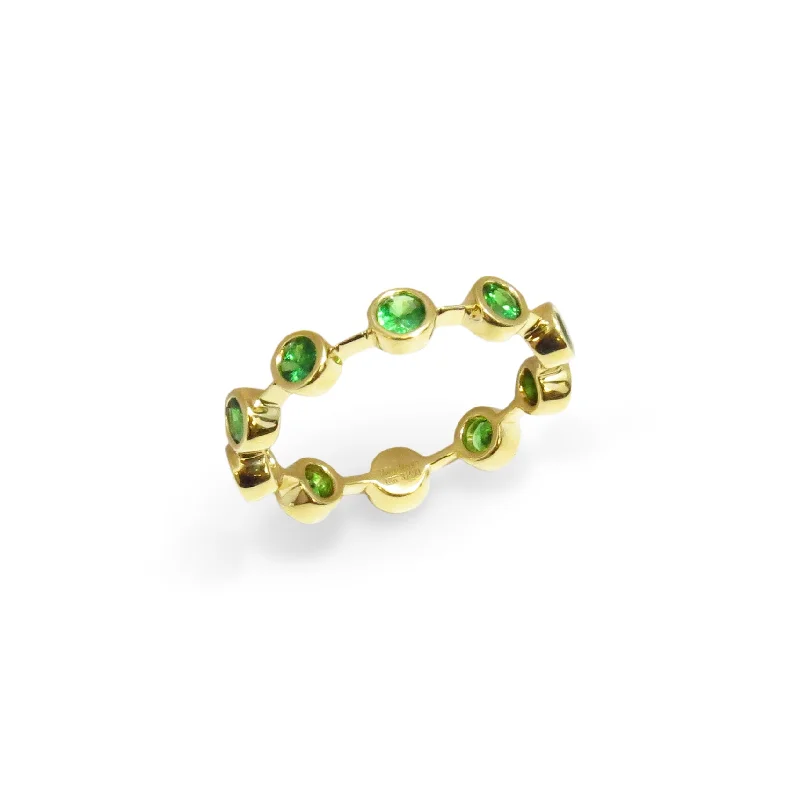 unique engagement rings with diamonds for women-Green Garnet Eternity Band