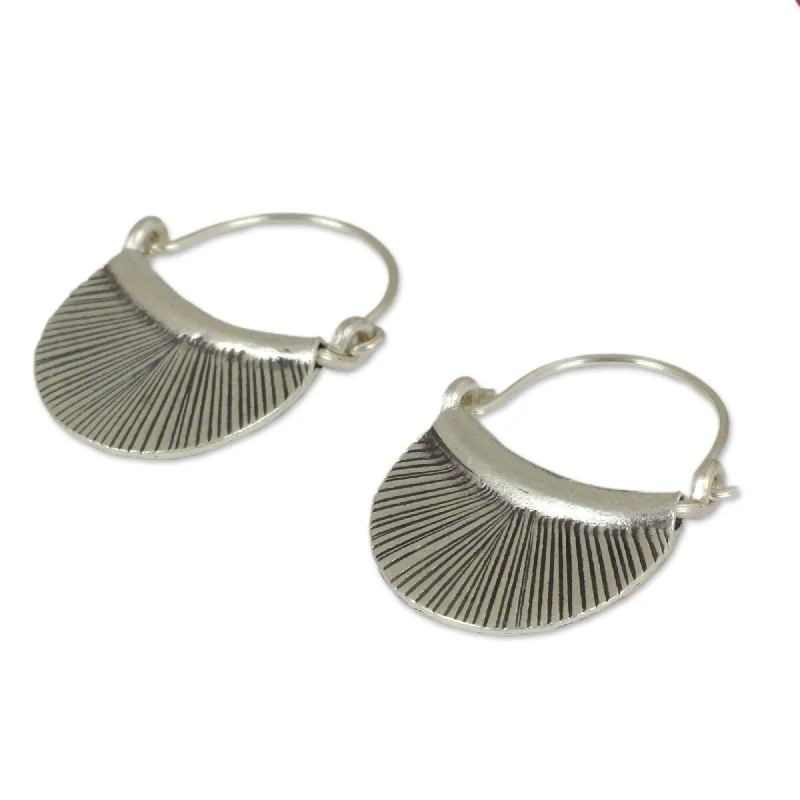 playful flower earrings for cheerful designs -Handmade Silver Diva Hoop Style Karen Hill Tribe Earrings (Thailand)