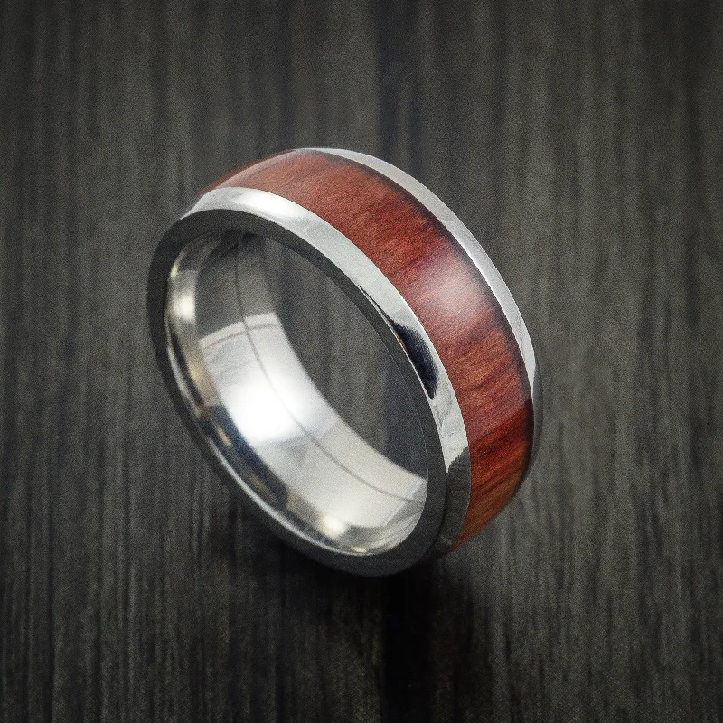 gold rings with sapphires for men’s weddings-Inconel Men's Ring inlaid with Wood Custom Made