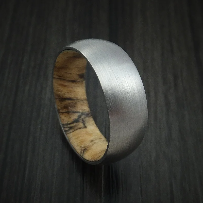 silver rings for men with emerald stones and diamonds-Inconel Men's Ring with Hardwood Sleeve Custom Made Band