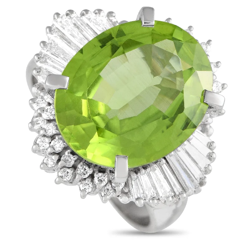 men’s engagement rings with sapphires and emeralds-LB Exclusive Platinum 0.60ct Diamond and Peridot Ring #3953