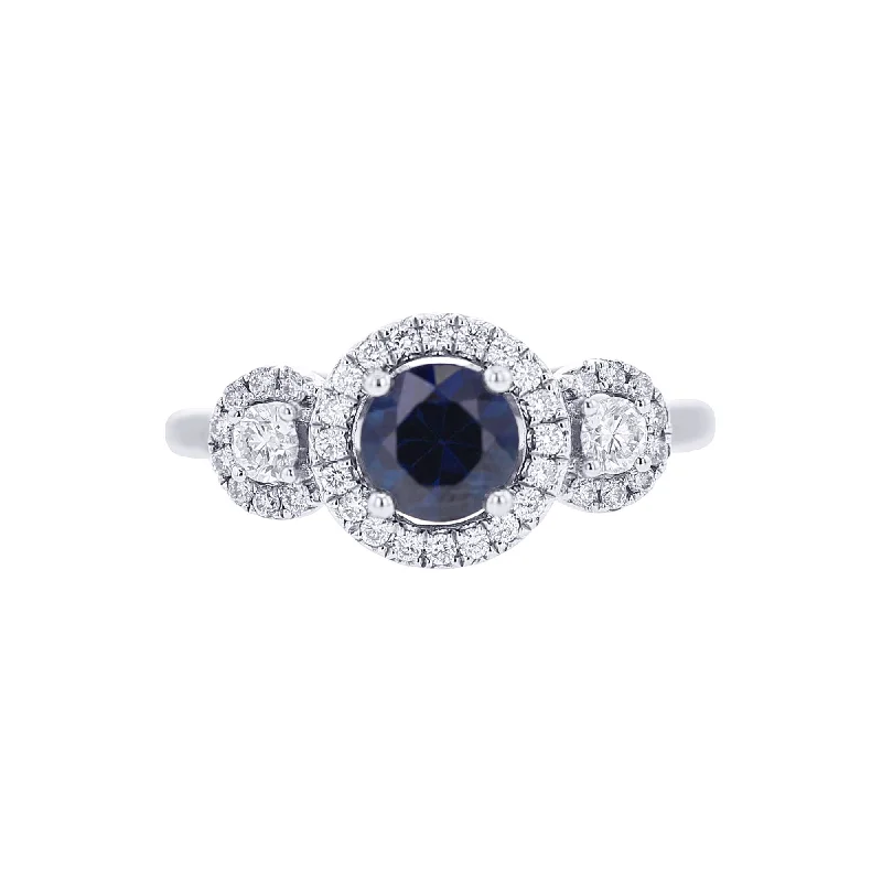 wedding rings for women with diamonds and rubies-Lucca Sapphire and Diamond Ready for Love Engagement Ring