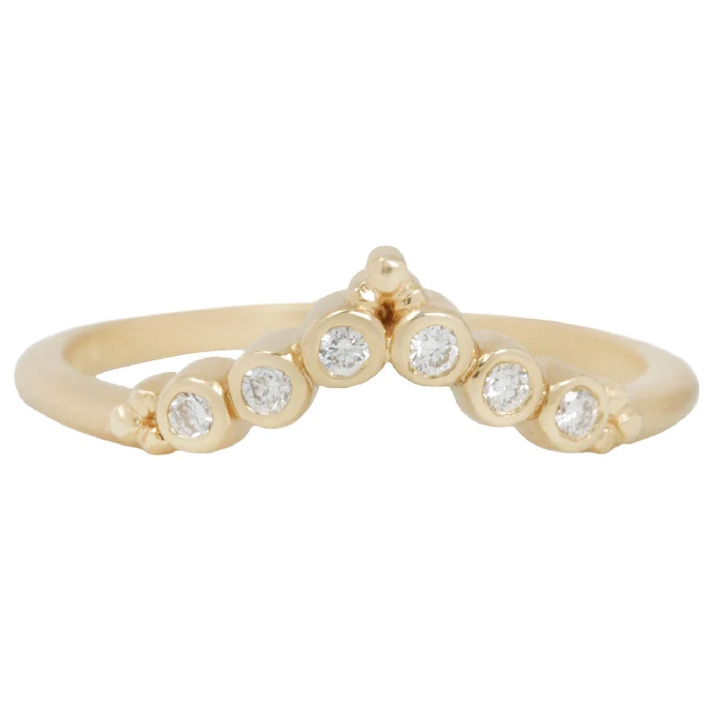 gold engagement rings with sapphires for women-Circle Diamond Nesting Band