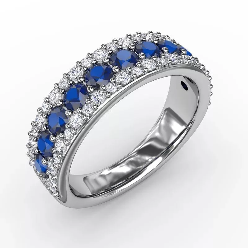 silver wedding bands with diamonds for women-"No One Like You" Sapphire and Diamond Ring