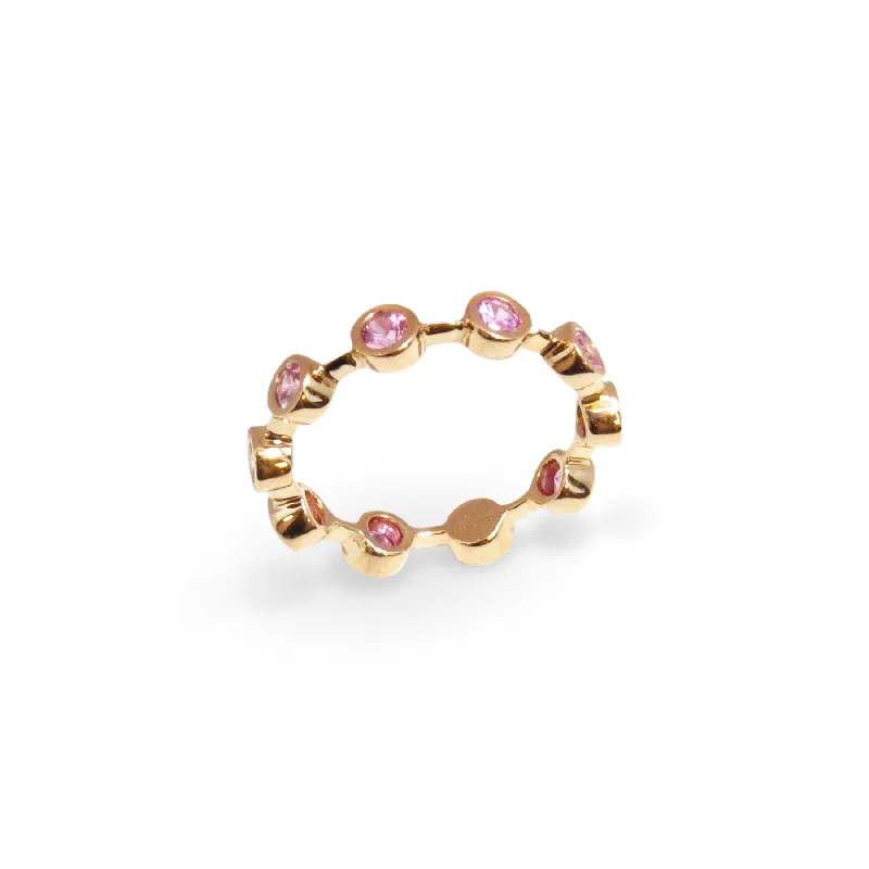 vintage wedding bands for women with rubies and sapphires-Pink Sapphire Eternity Band