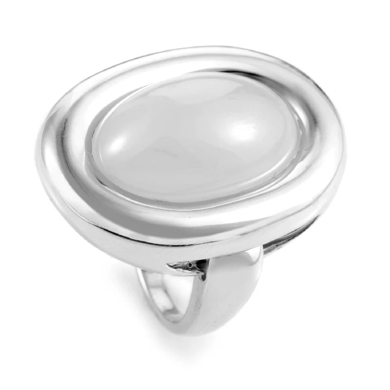 unique wedding rings for men with rubies and diamonds-Poiray 18K White Gold Chalcedony Ring PPD2850