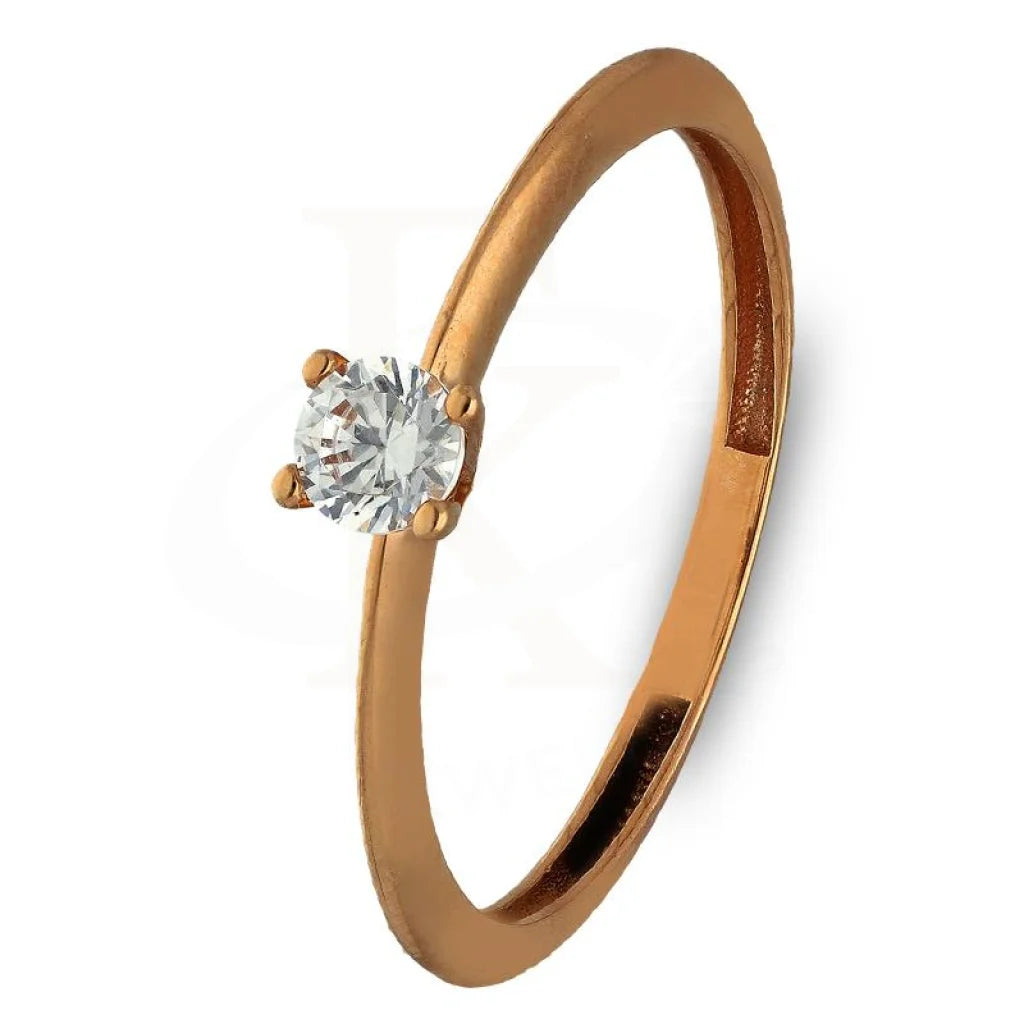 simple gold rings with diamonds for men-Rose Gold Solitaire Ring 18KT - FKJRN18K3371