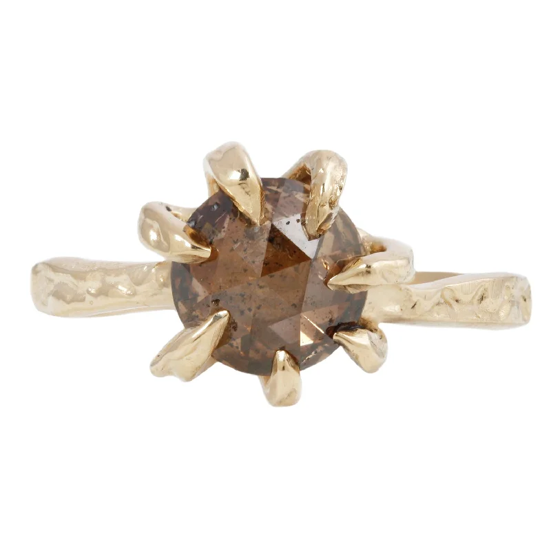 women’s promise rings with sapphires and diamonds-Round Cognac Stingray Claw Solitaire