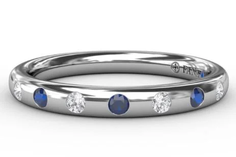 engagement rings for women with opal gemstones-Sapphire Flush Setting Band