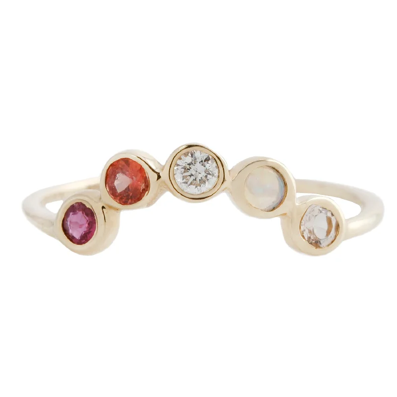 silver rings for women with rubies and sapphires-The Mixed Gems Curve Band