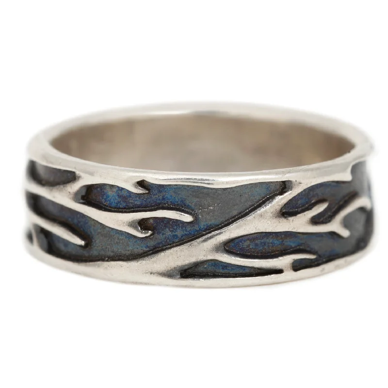 wedding bands with diamonds for women-Silver Birch Branch Band