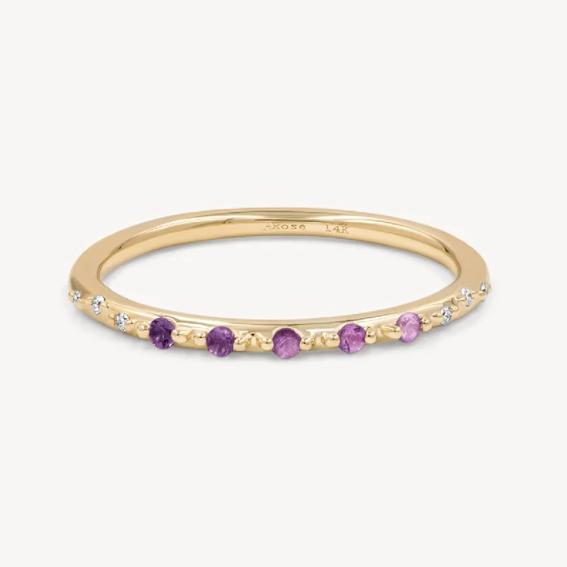 wedding rings for women with diamonds and sapphires-Starry Amethyst Ombré Band