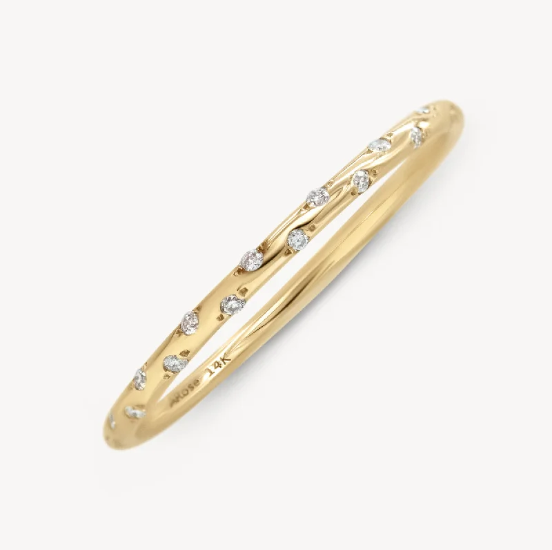 custom gold rings for men with diamonds and rubies-Thin Starry Diamond Eternity Band